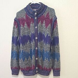 ST. CROIX Rachel Vintage  Women's Multicolor Patterned Cardigan  Sweater M